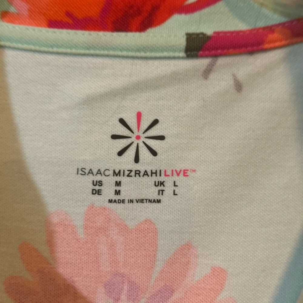 Isaac Mizrahi Floral Button Down Shirt - Mint and red - Picture 2 of 3